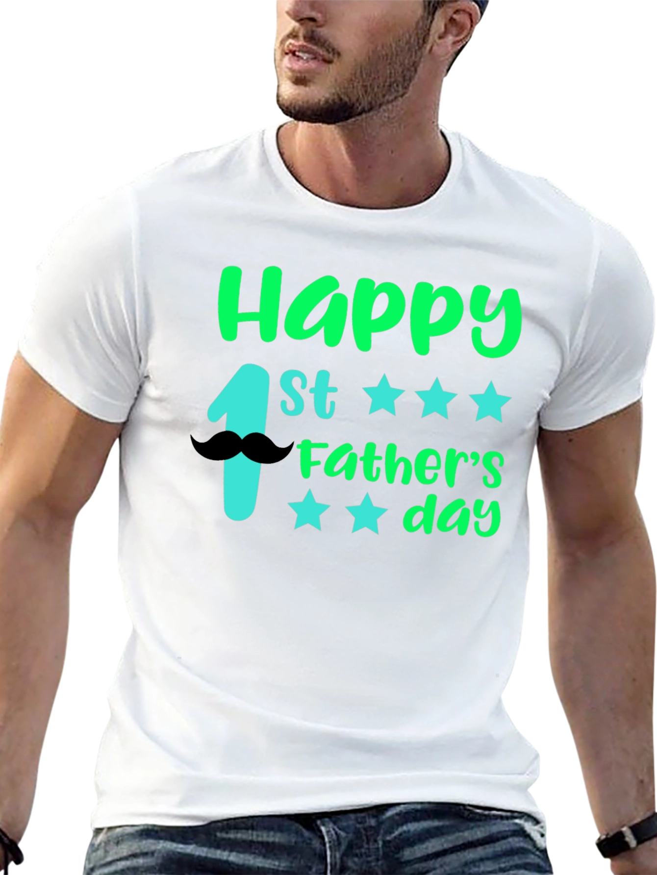 Happy 1st Fathers Day Black T-Shirt