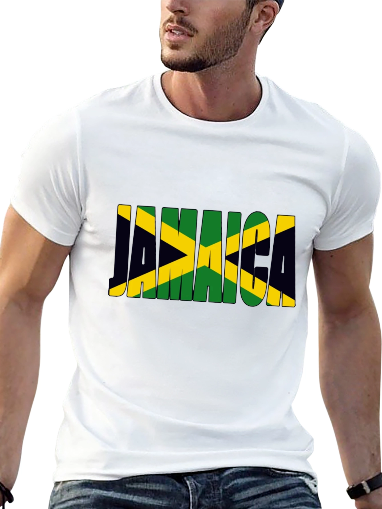 Jamaica Flag T-Shirt - Black Crew Neck Tee