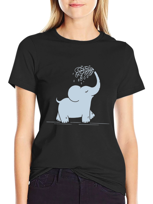 Cute Elephant T-Shirt - Black Cotton Tee