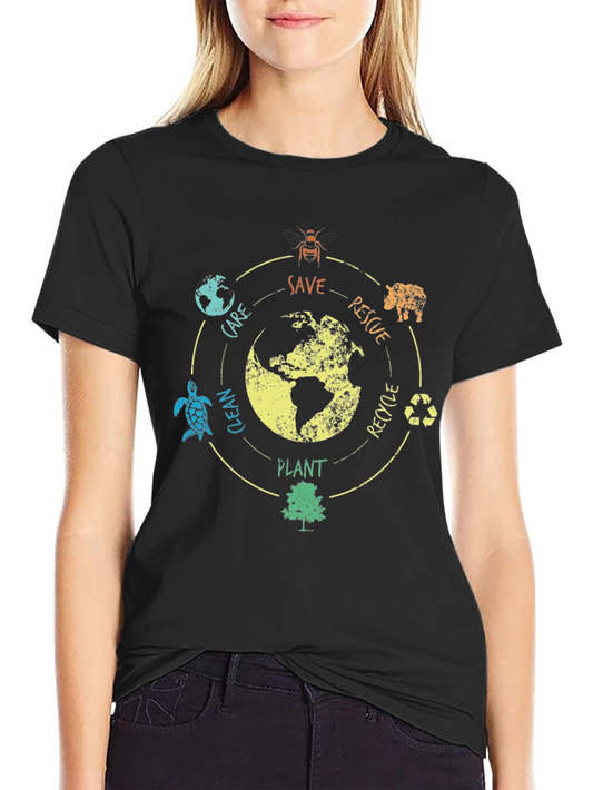 Eco-Friendly Save the Planet Graphic T-Shirt