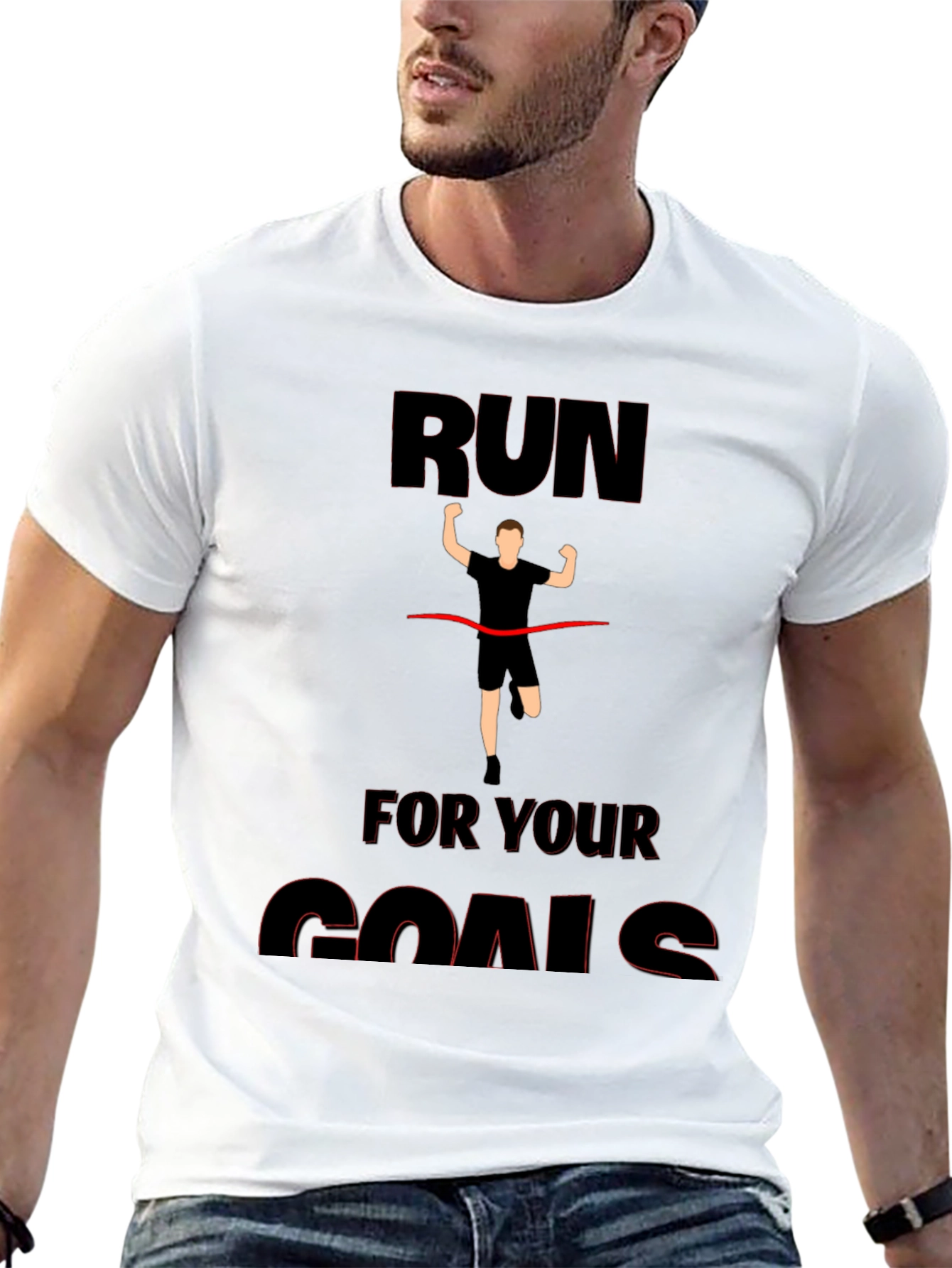 Run For Your Goals Graphic Black T-Shirt