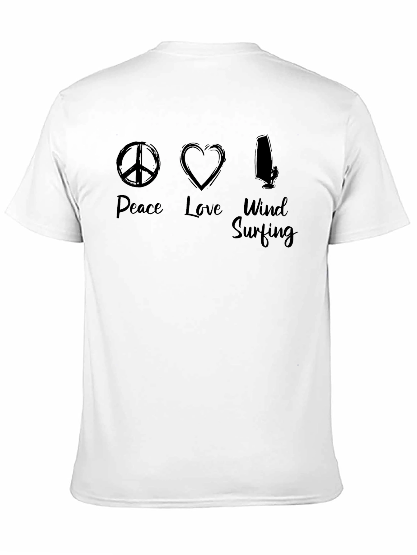 Peace Love Windsurfing Black T-Shirt