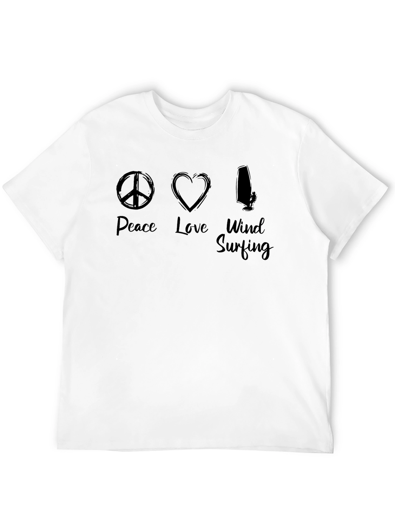 Peace Love Windsurfing Black T-Shirt