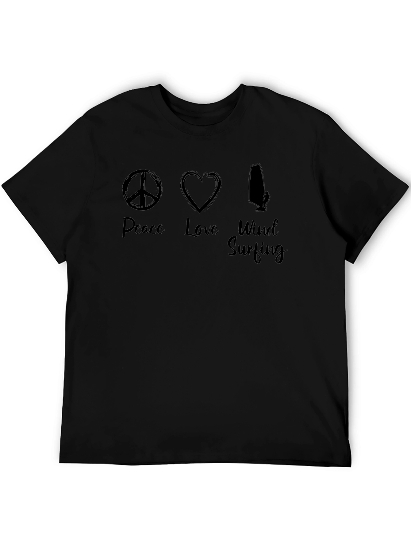 Peace Love Windsurfing Black T-Shirt