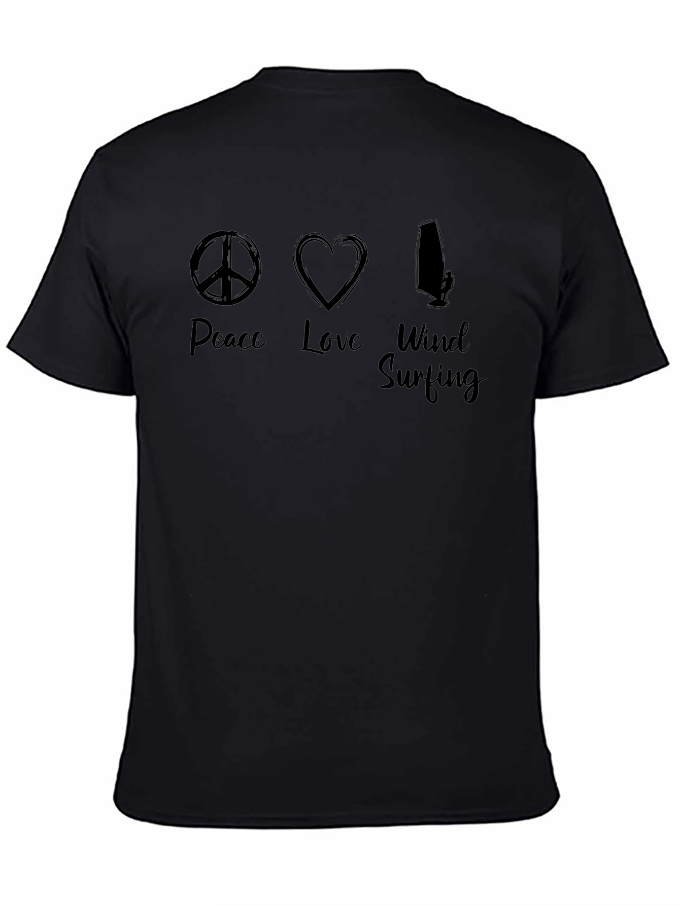 Peace Love Windsurfing Black T-Shirt