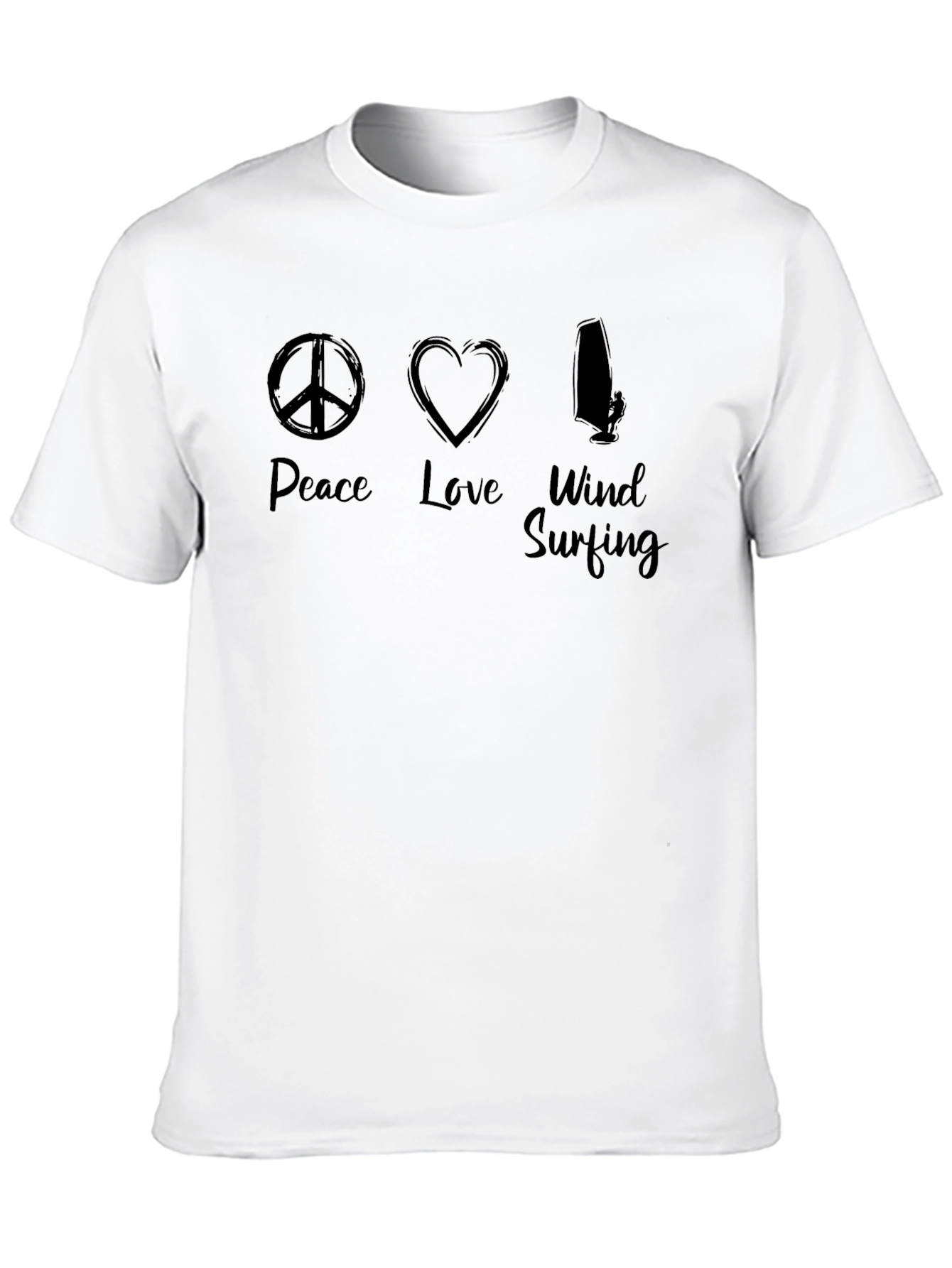 Peace Love Windsurfing Black T-Shirt