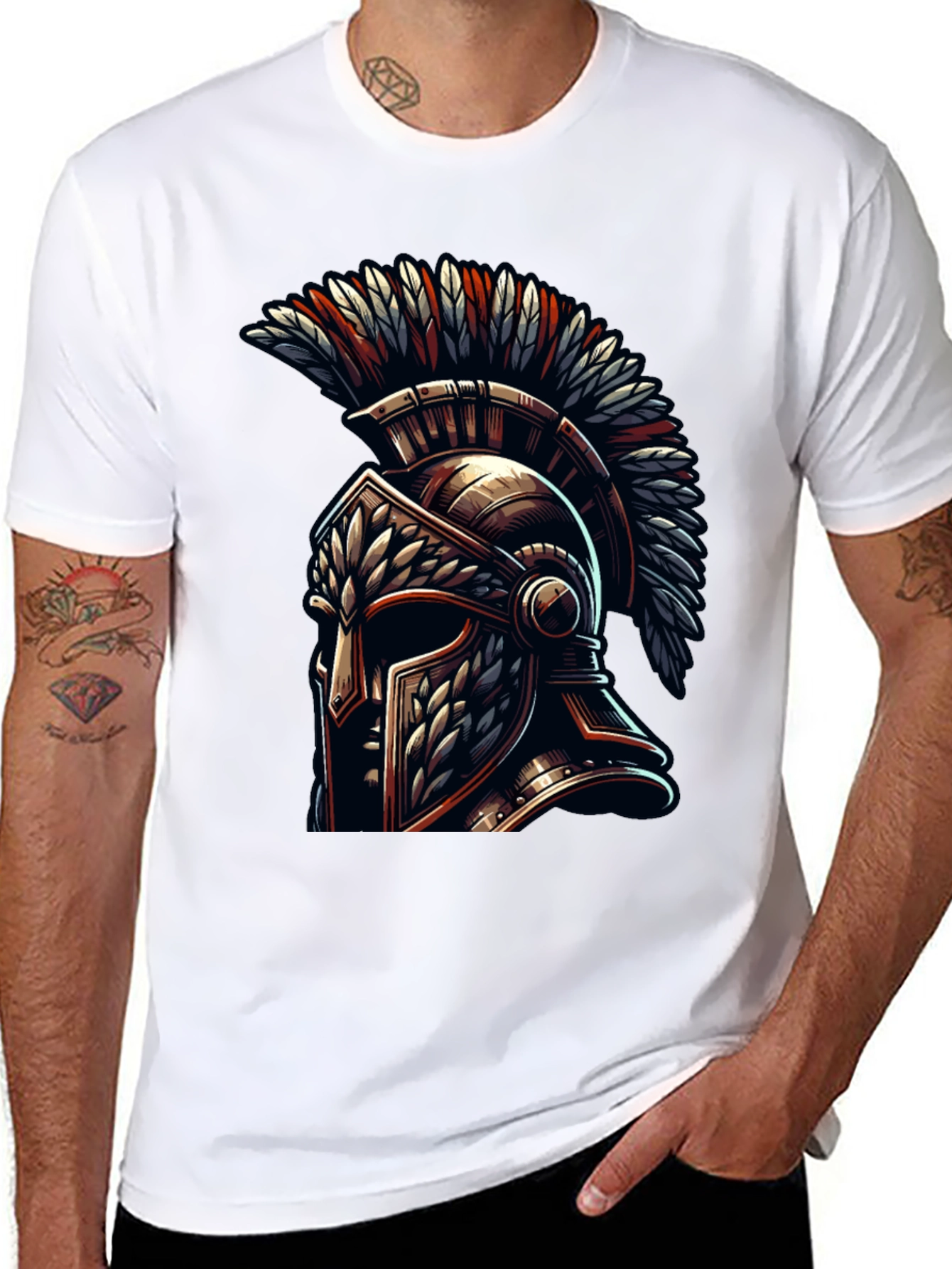 Spartan Warrior Helmet Graphic T-Shirt
