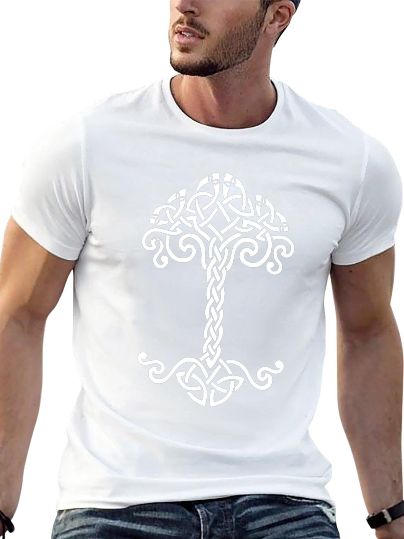 Yggdrasil Tree of Life Celtic Knot Black T-Shirt