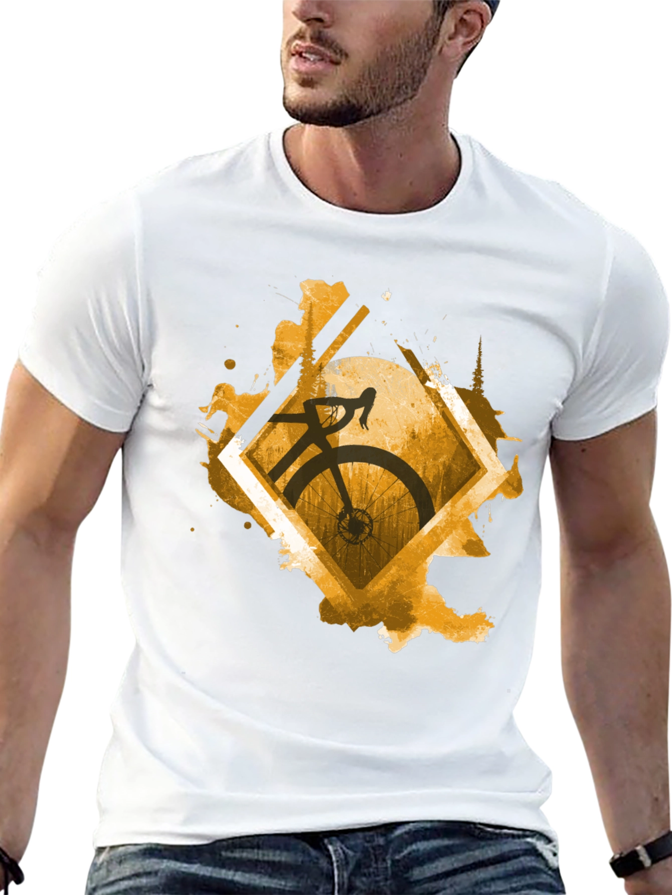 Stylish Cycling Graphic Tee - Mens Black T-Shirt