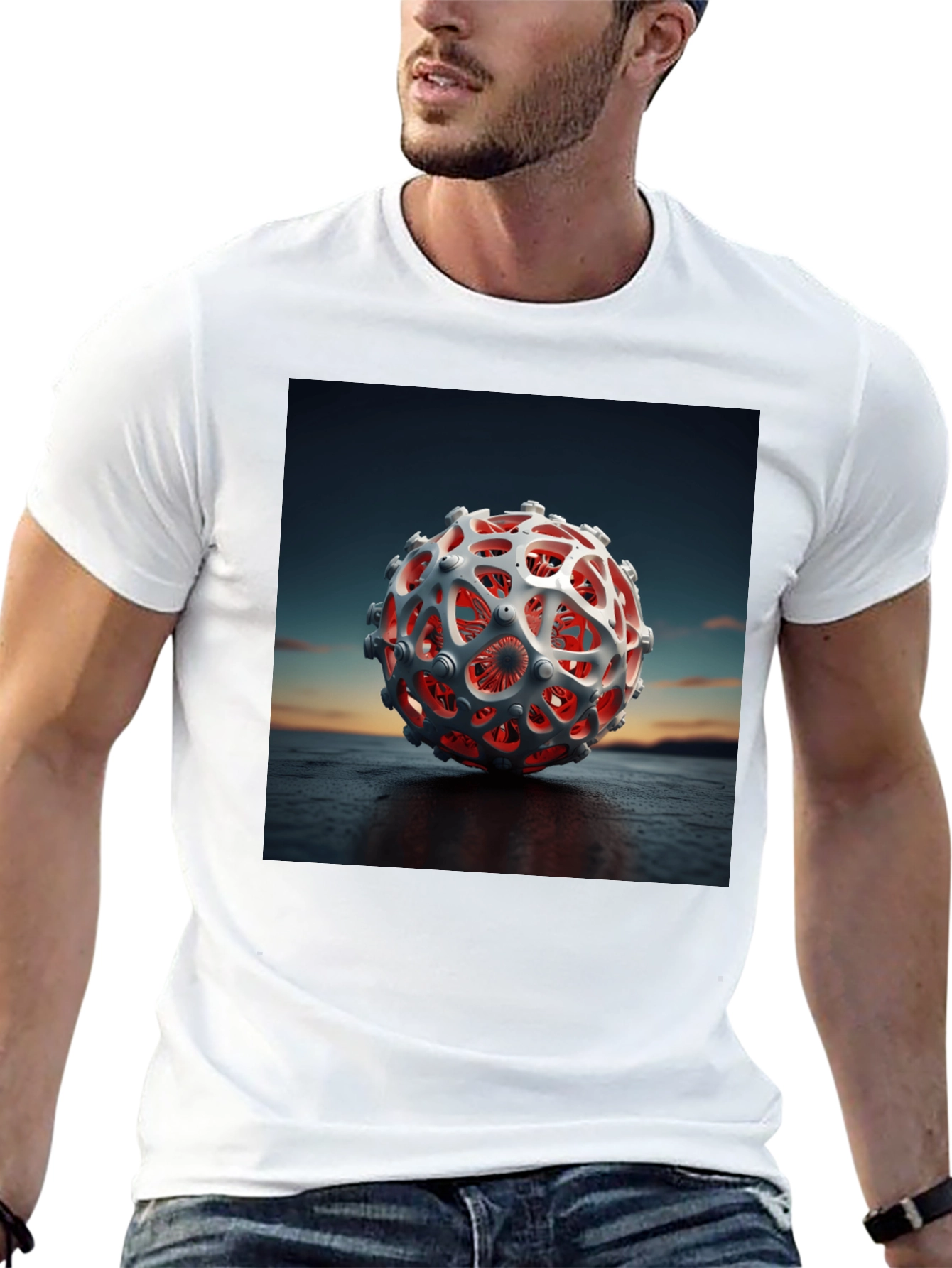 Abstract 3D Sphere Graphic Tee