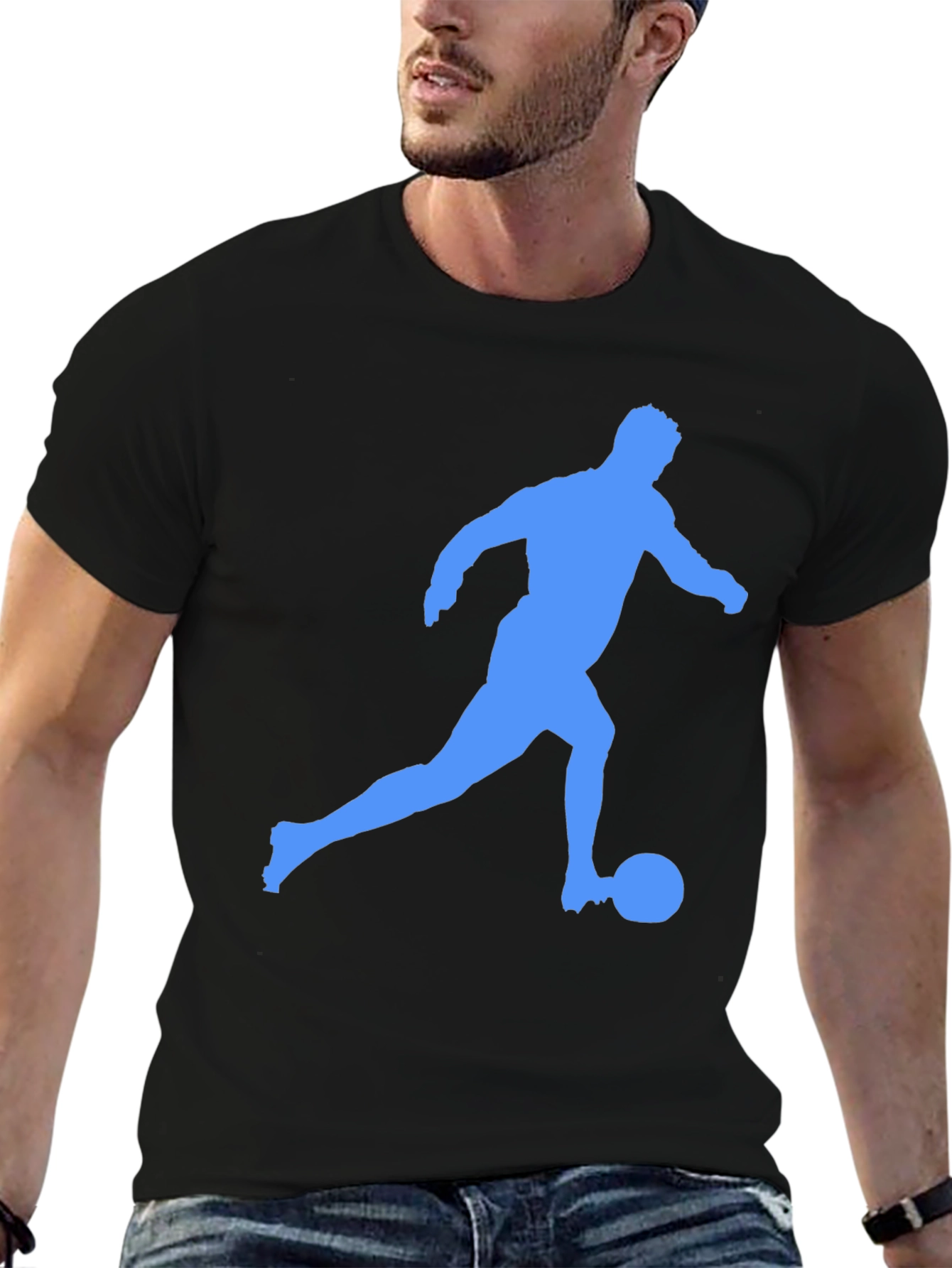 Soccer Player Graphic Tee - Black