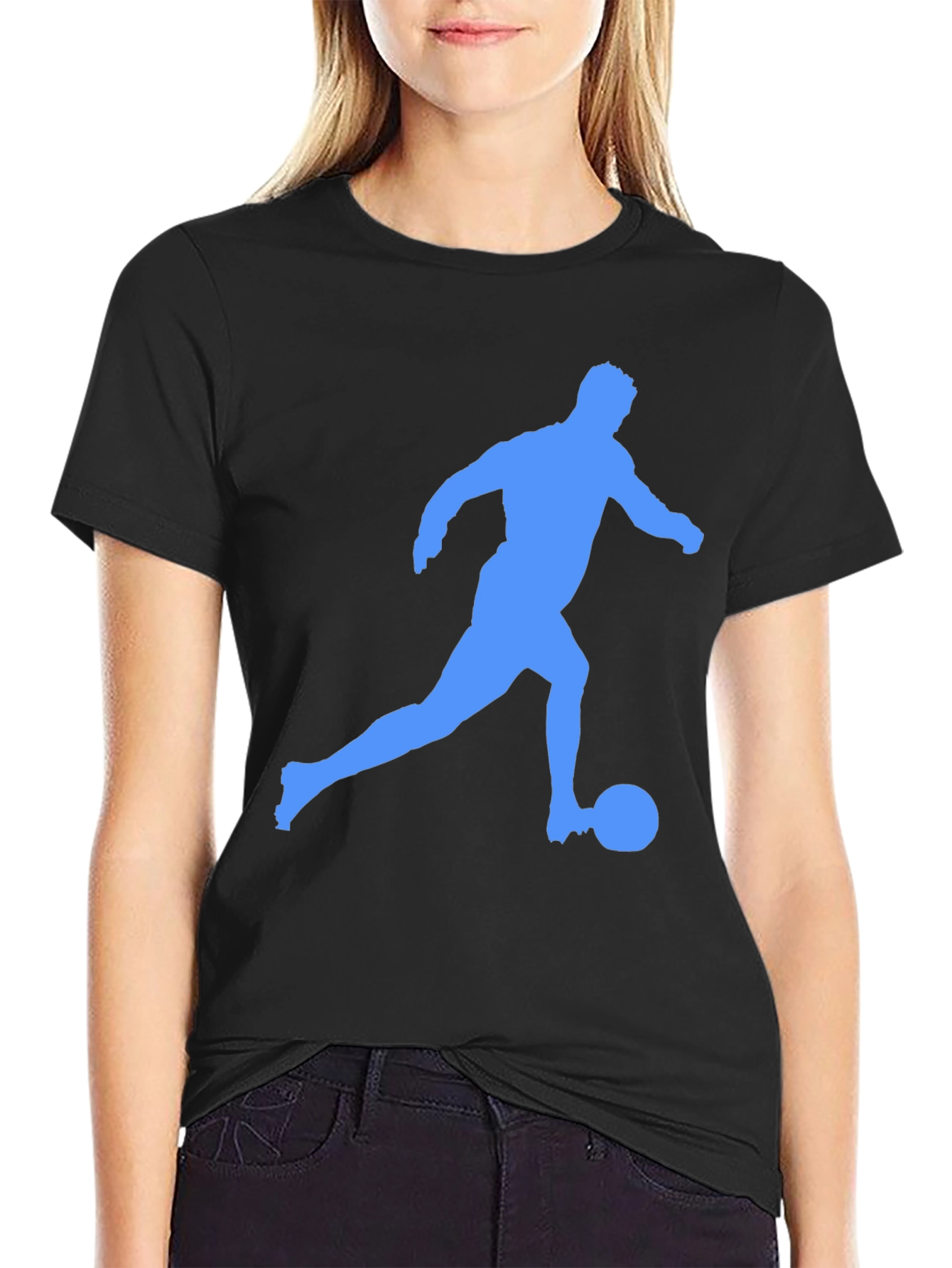 Soccer Player Graphic Tee - Black