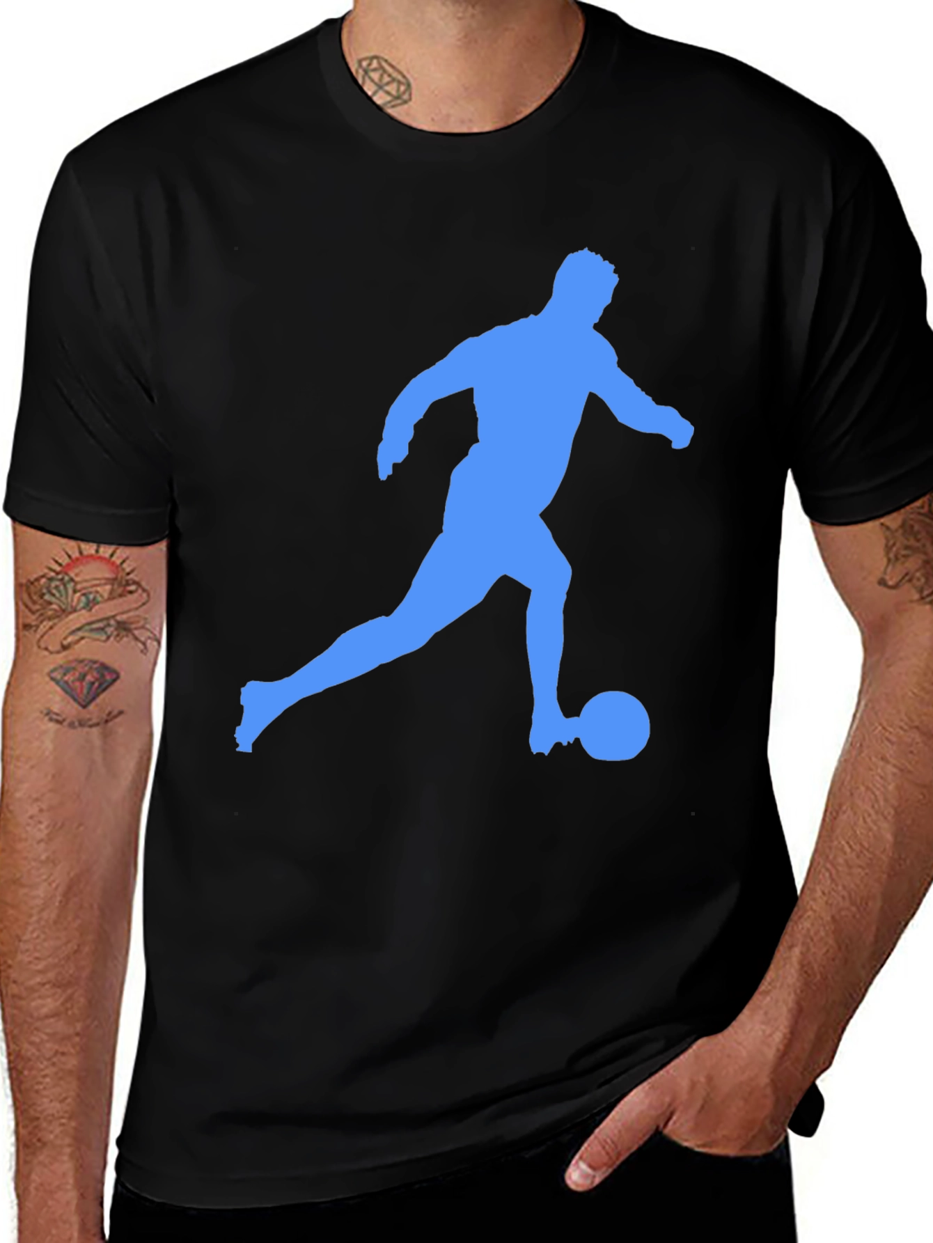 Soccer Player Graphic Tee - Black