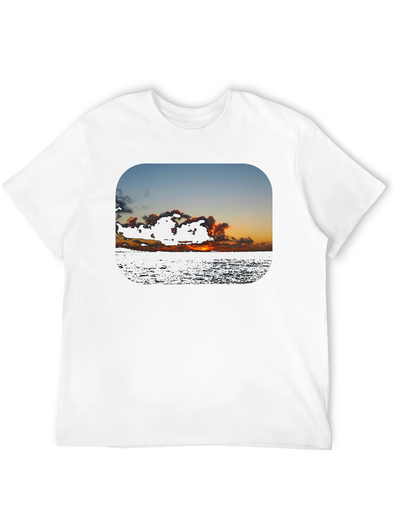 Ocean Sunset Graphic Tee - Black Cotton Comfort