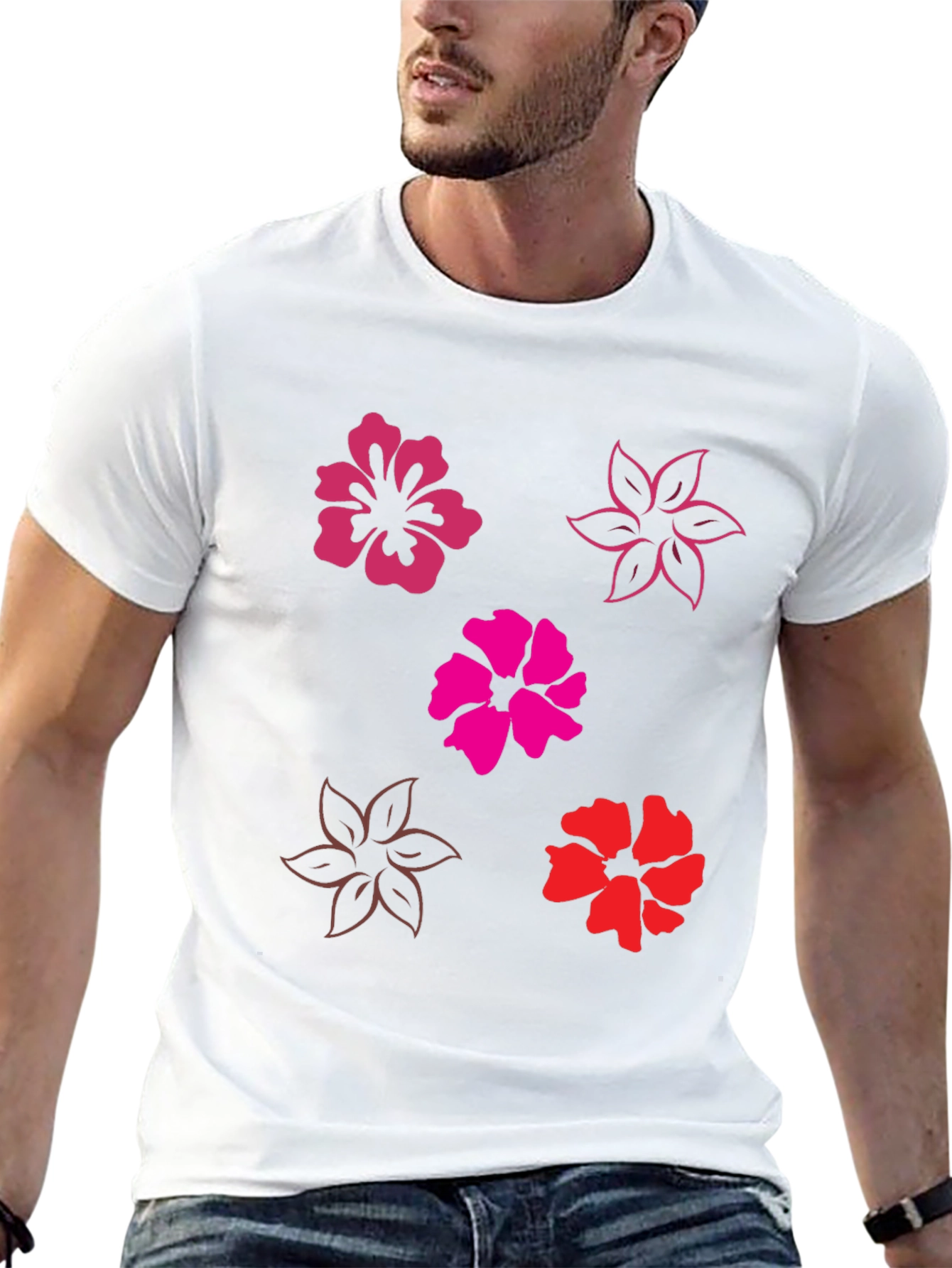 Floral Print Black T-Shirt - Casual Comfort