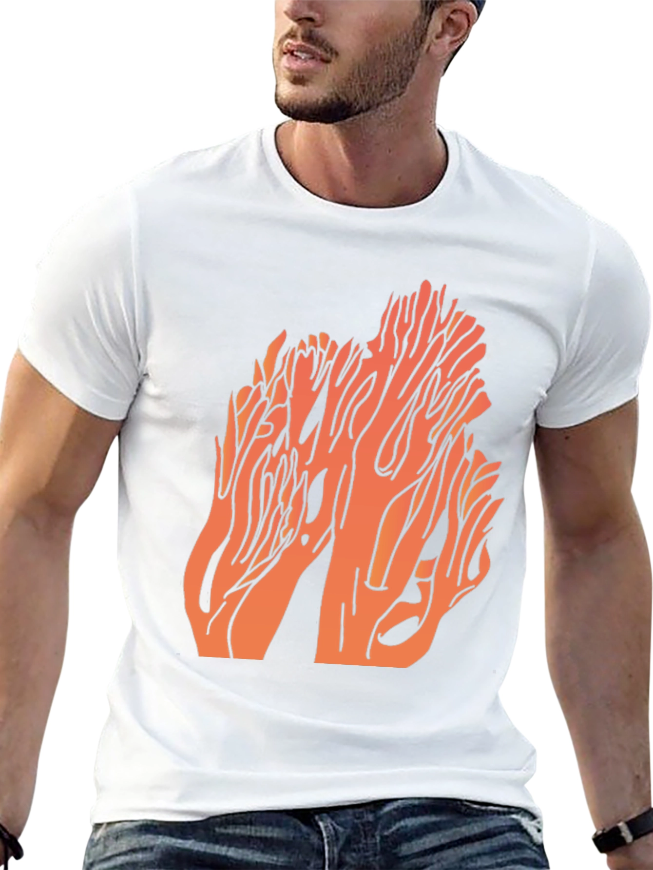 Coral Graphic Print Black T-Shirt