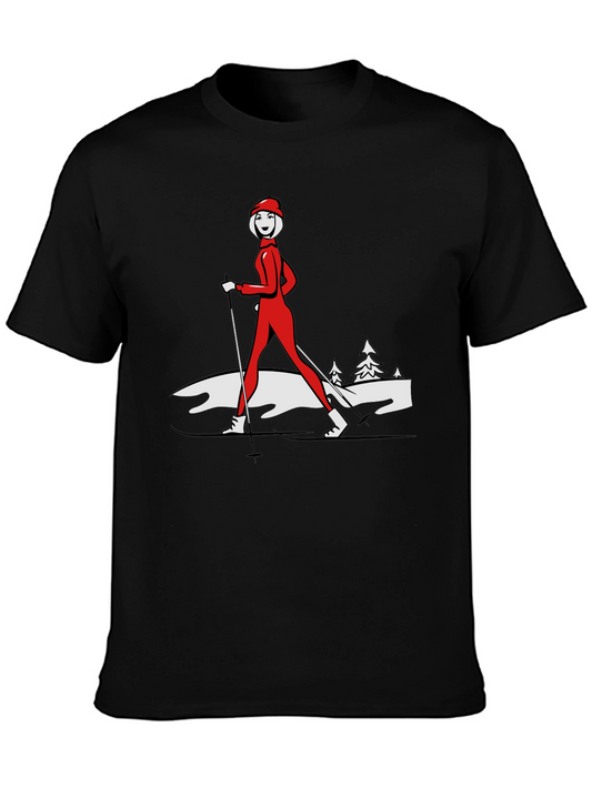 Retro Skiing T-Shirt - Womens Winter Sportswear
