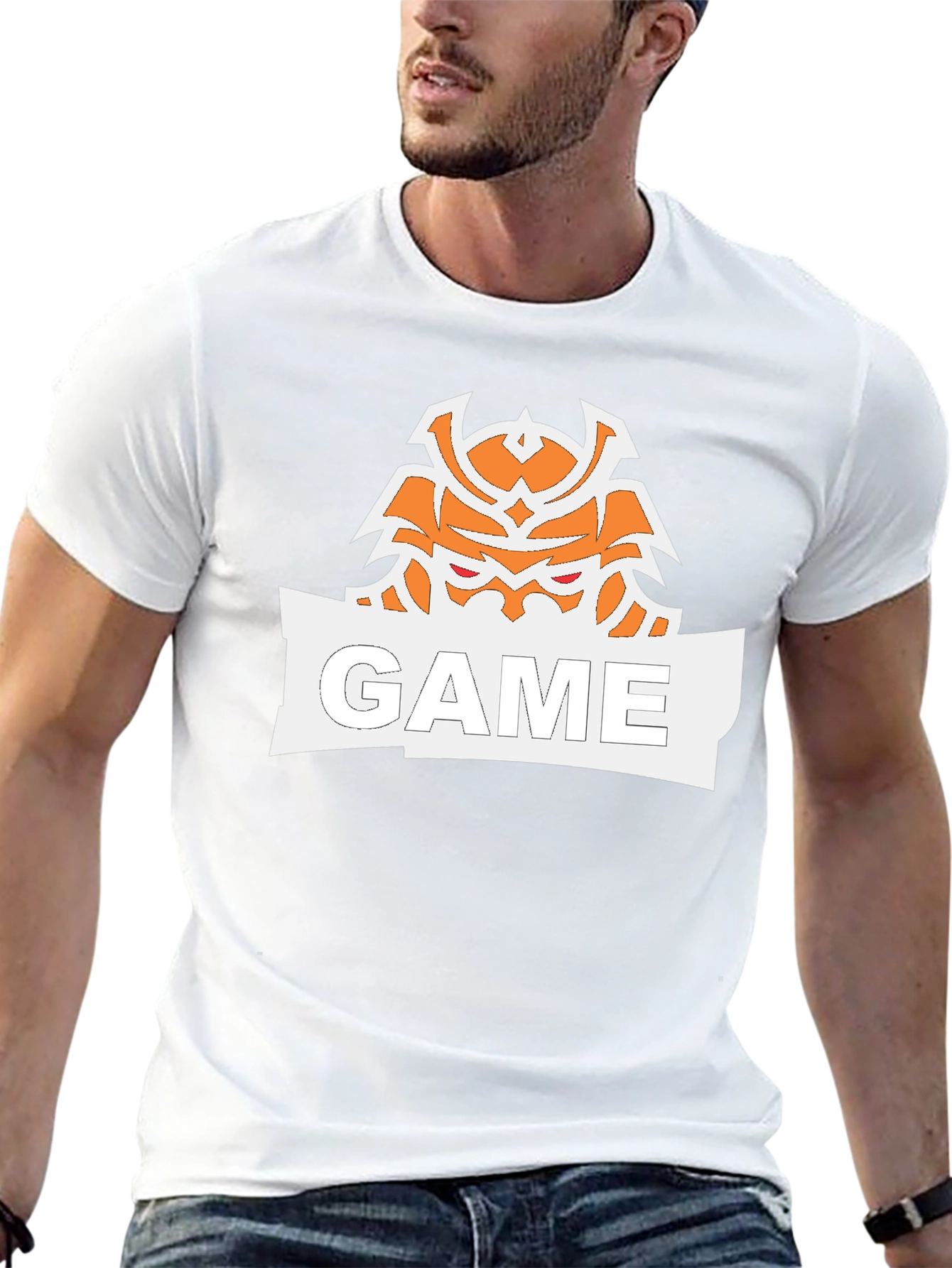 Game Samurai Graphic Print Black T-Shirt