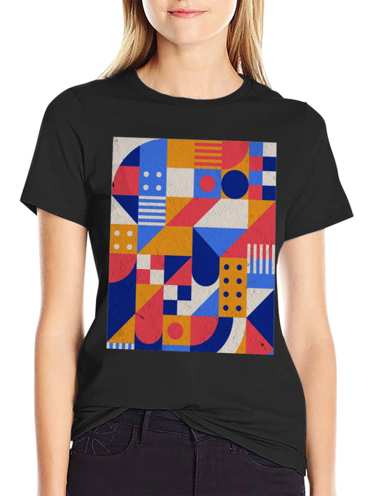 Geometric Pattern Black T-Shirt - Modern Art Tee