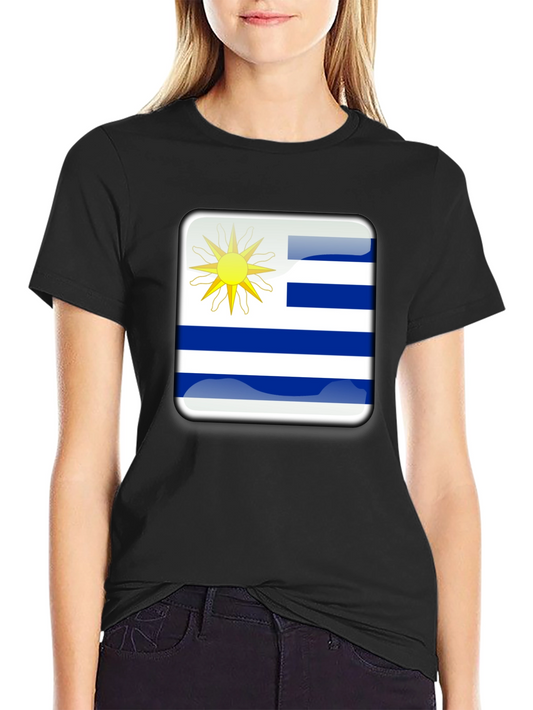 Uruguay Flag Graphic T-Shirt - Black Cotton Tee