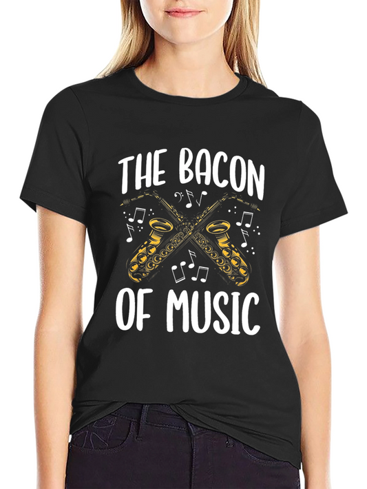 Bacon of Music Saxophone T-Shirt - Black Cotton Tee