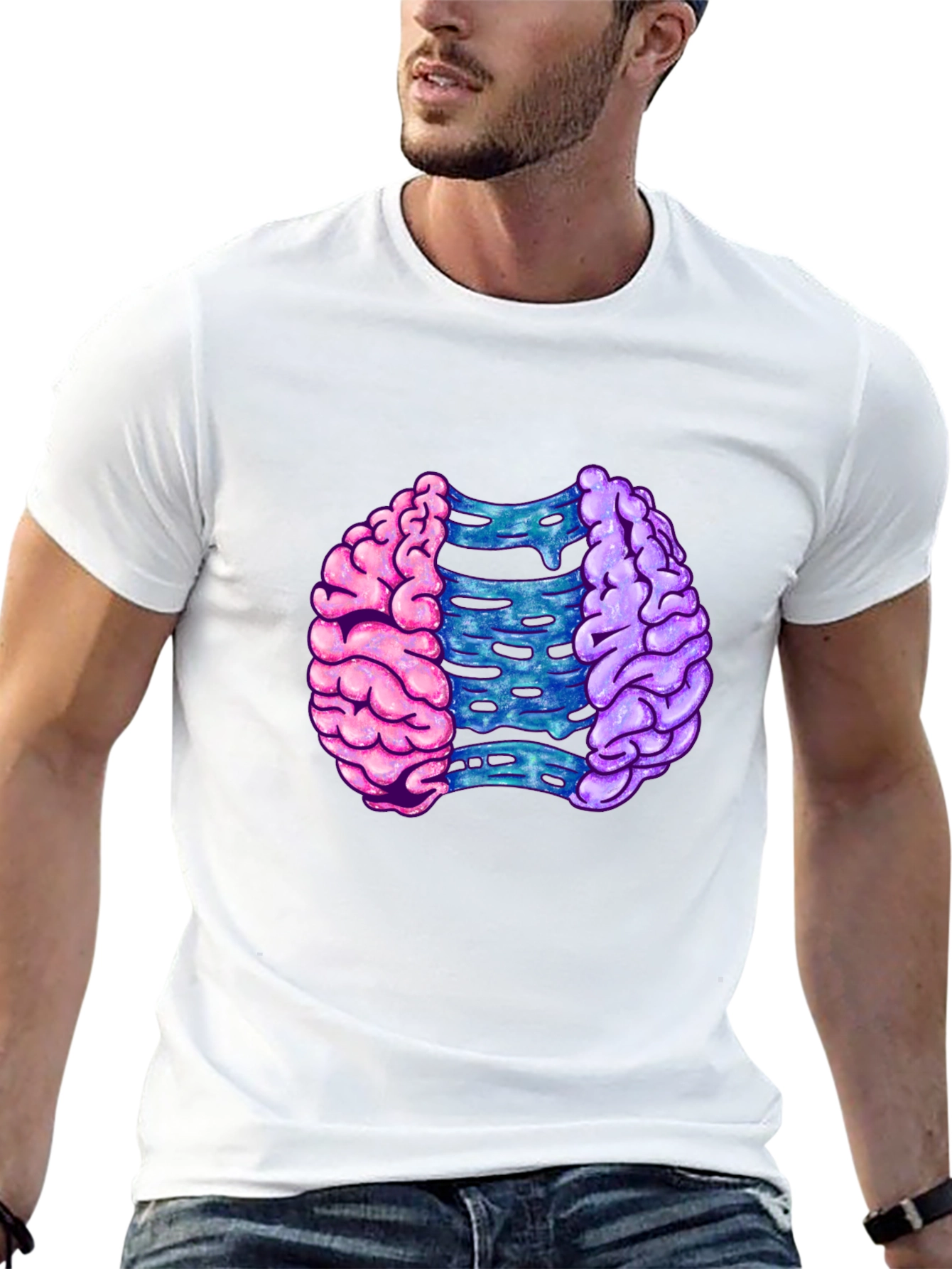 Brain Split Graphic T-Shirt - Modern Mind Tee