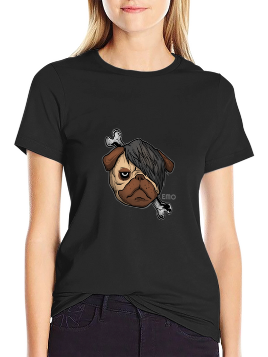 Emo Pug T-Shirt - Unisex Black Cotton Graphic Tee