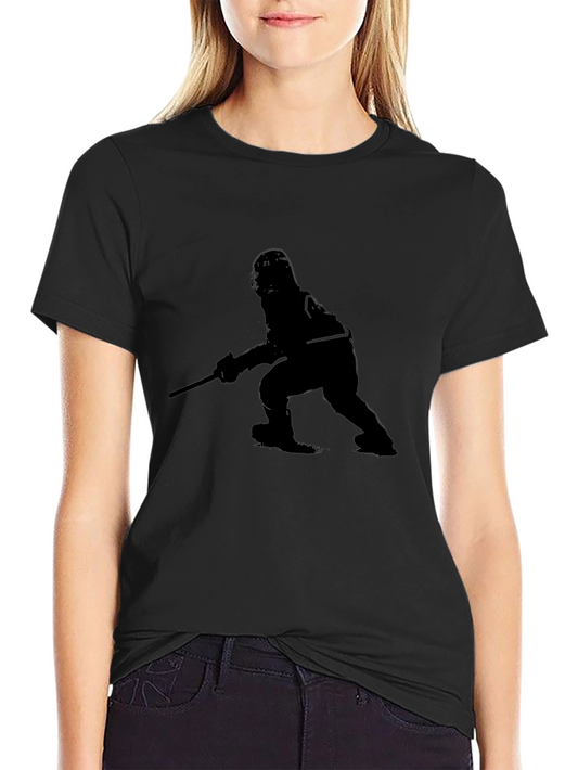 Hockey Player Graphic Tee - Black Short Sleeve Shirt