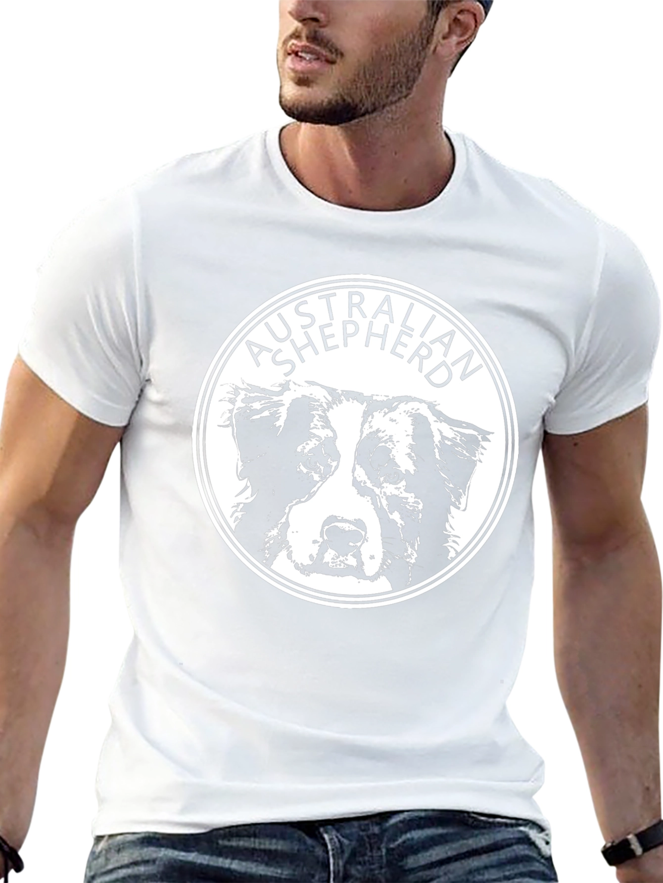 Australian Shepherd Dog T-Shirt - Black Cotton Tee