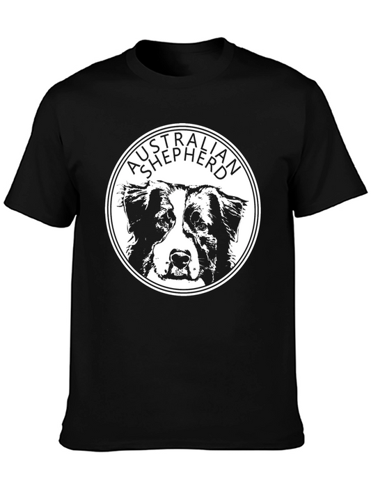 Australian Shepherd Dog T-Shirt - Black Cotton Tee