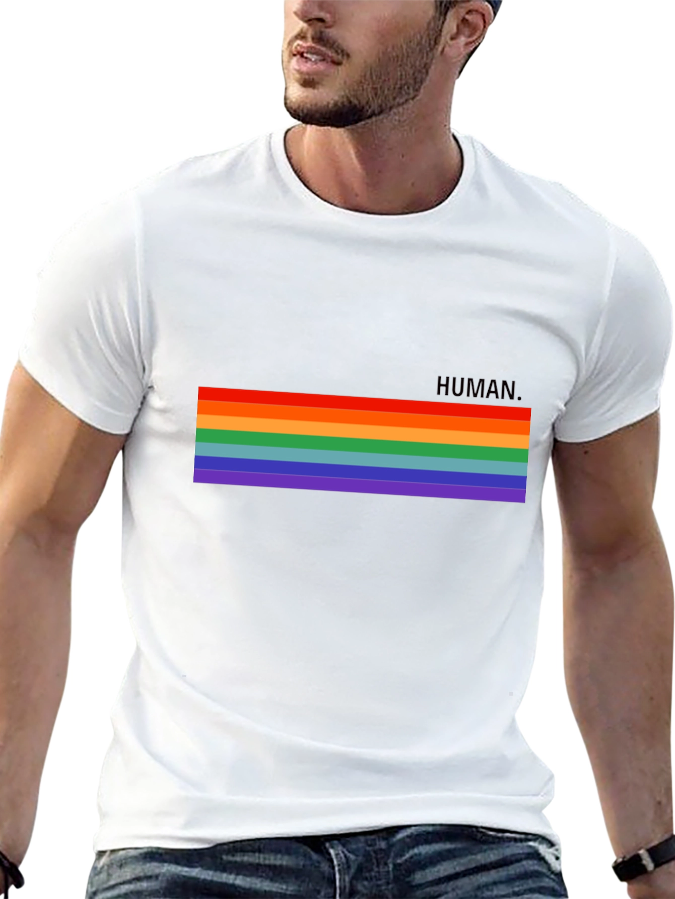 Human Pride Rainbow T-Shirt - Unisex Black Tee