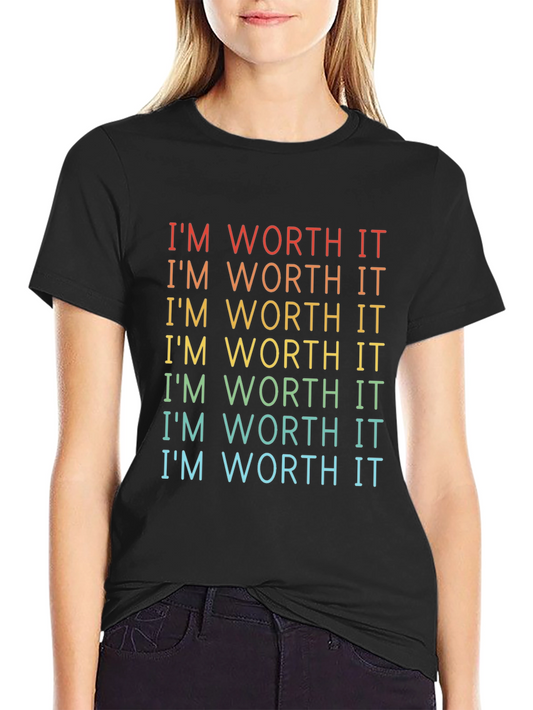 Im Worth It Rainbow Graphic T-Shirt - Black