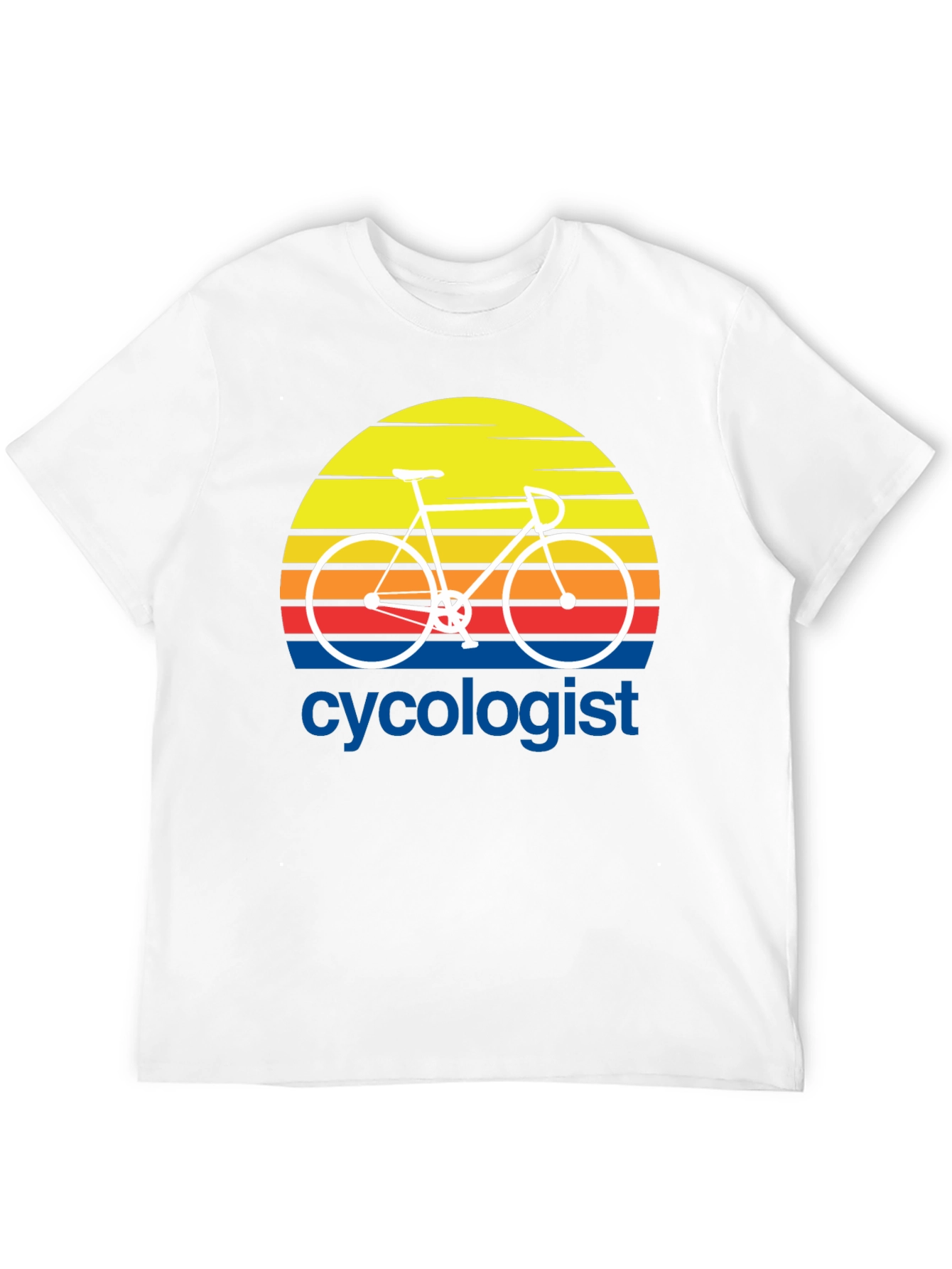 Cycologist T-Shirt - Retro Sunset Bicycle Design