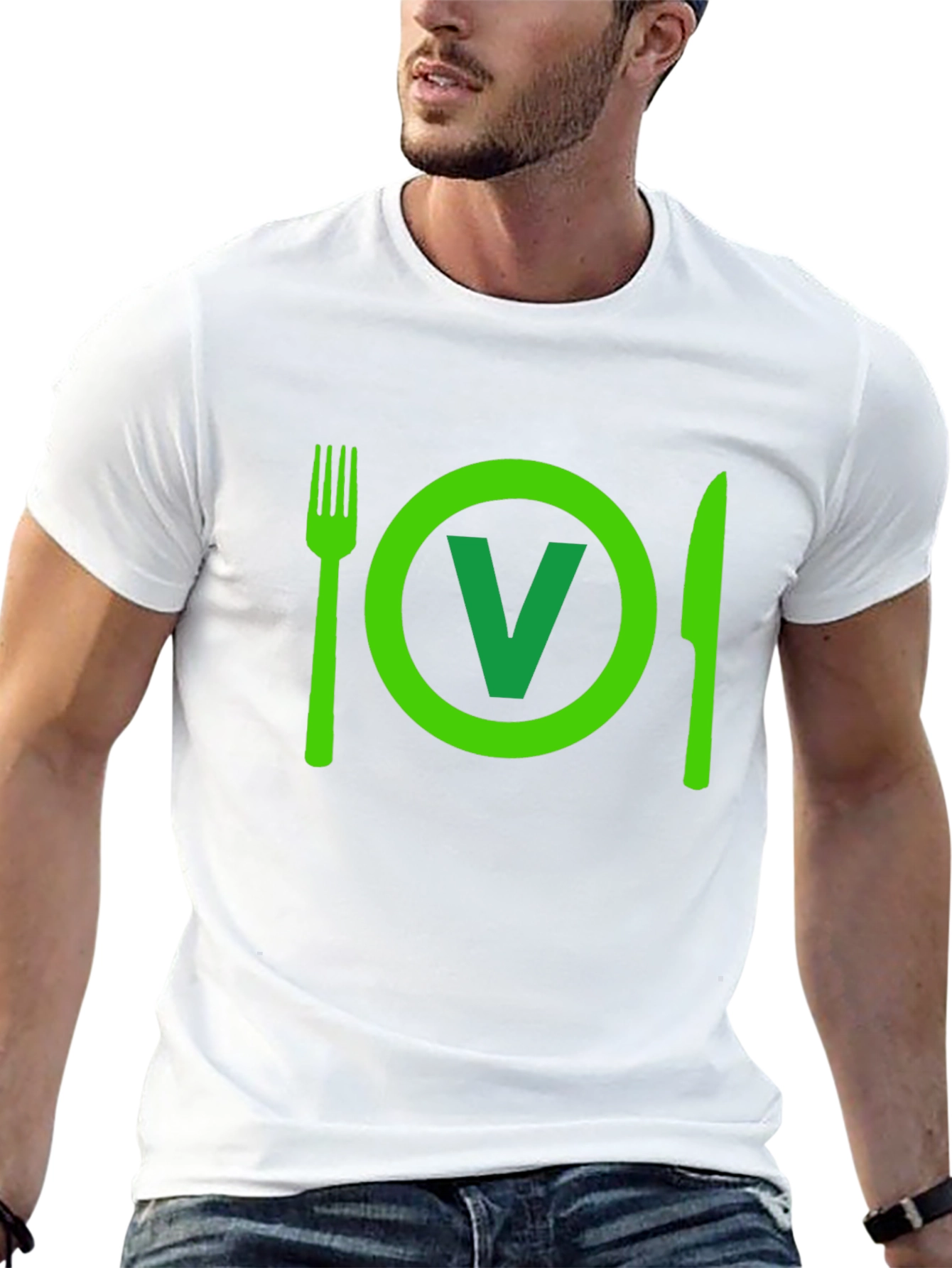Vegan T-Shirt: Fork Knife and V Plate
