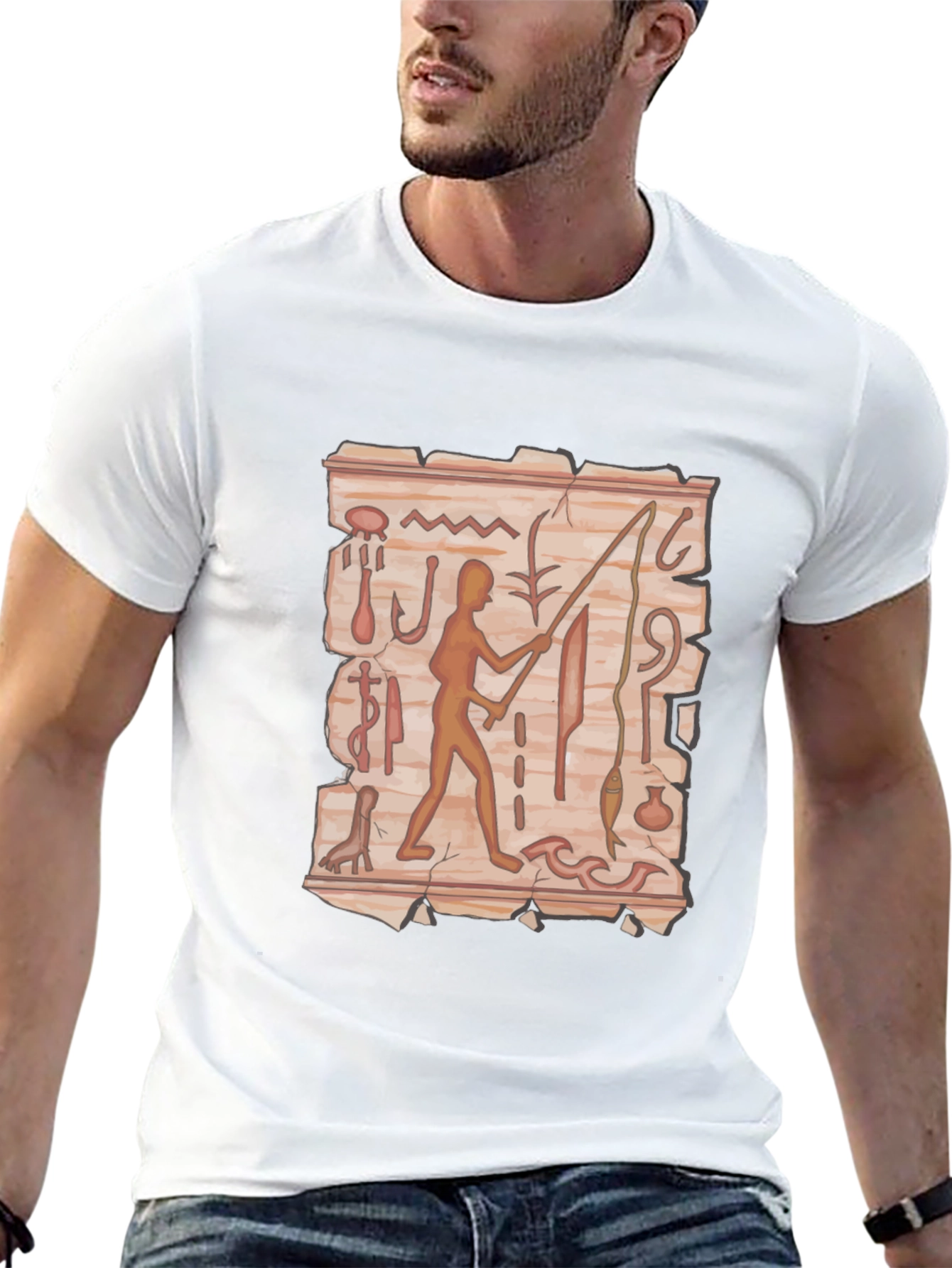 Hieroglyphic Fisherman Graphic Tee