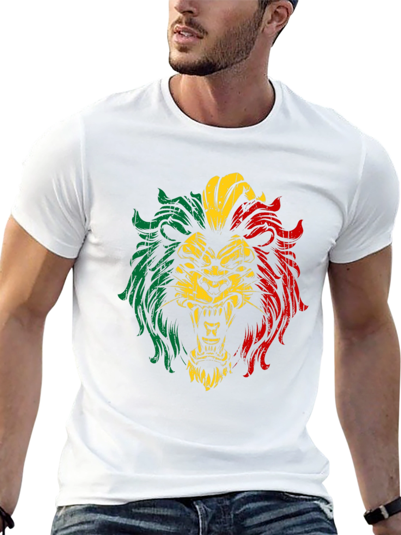 Rasta Lion Graphic T-Shirt - Black
