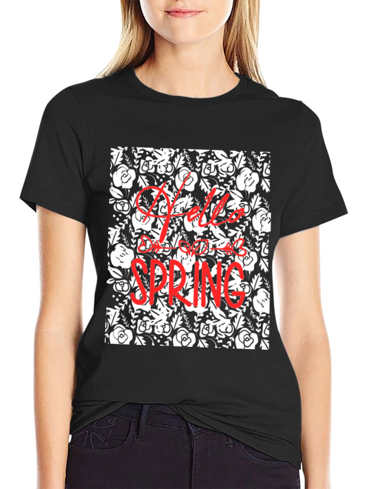 Hello Spring Floral Print T-Shirt