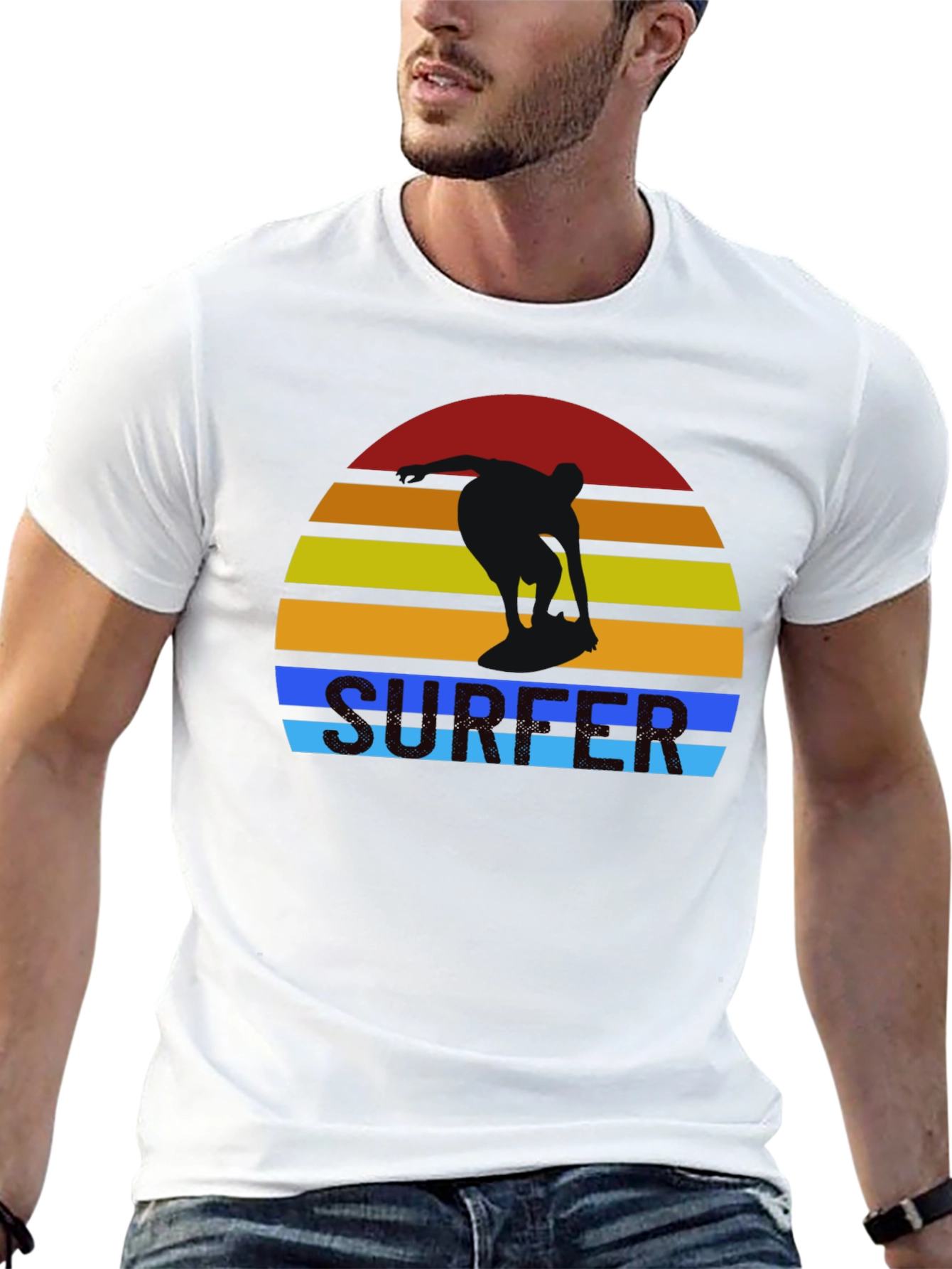 Retro Surfer Sunset Graphic T-Shirt