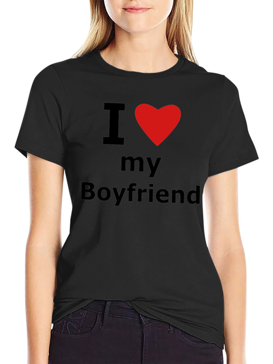 I Heart My Boyfriend T-Shirt - Black Crew Neck