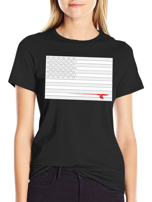 Fishing American Flag Graphic T-Shirt