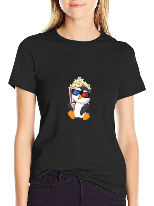 Penguin Popcorn T-Shirt - Movie Night Ready!