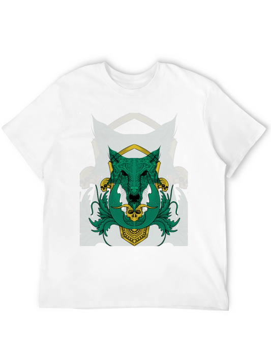 Wolf Skull Graphic Tee - Dark Fantasy Style Shirt