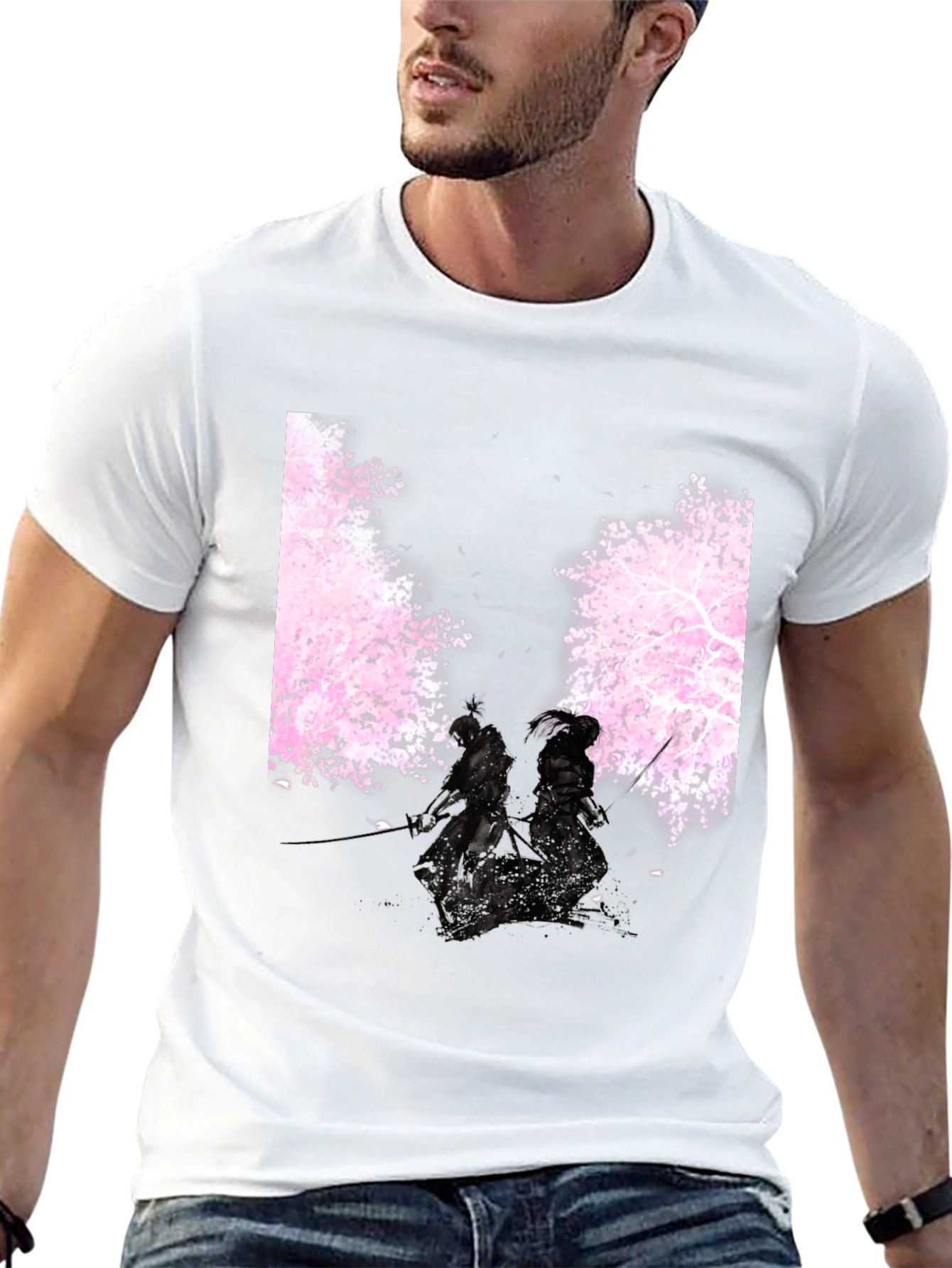 Samurai Cherry Blossom Black T-Shirt