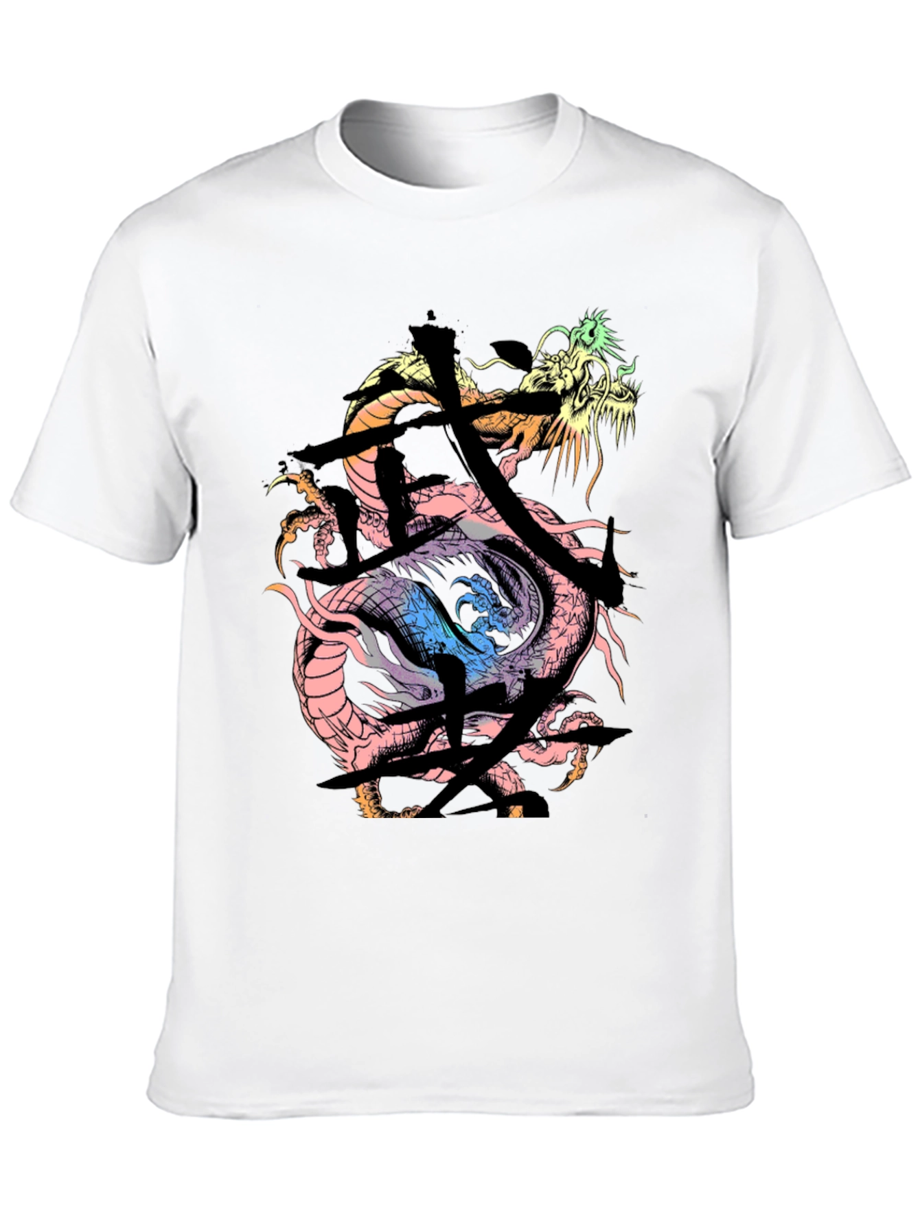 Dragon Kanji Graphic Print Black T-Shirt