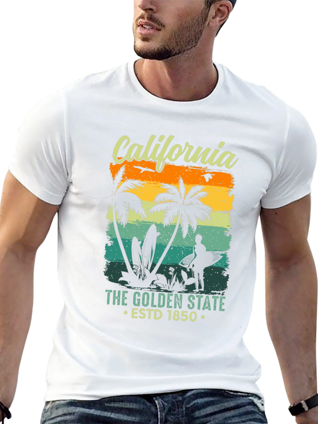 California Golden State Retro Graphic T-Shirt