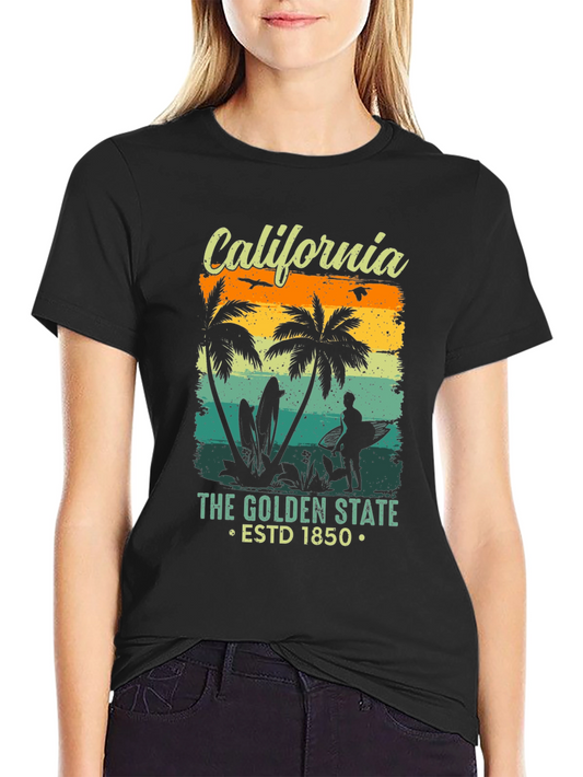 California Golden State Retro Graphic T-Shirt