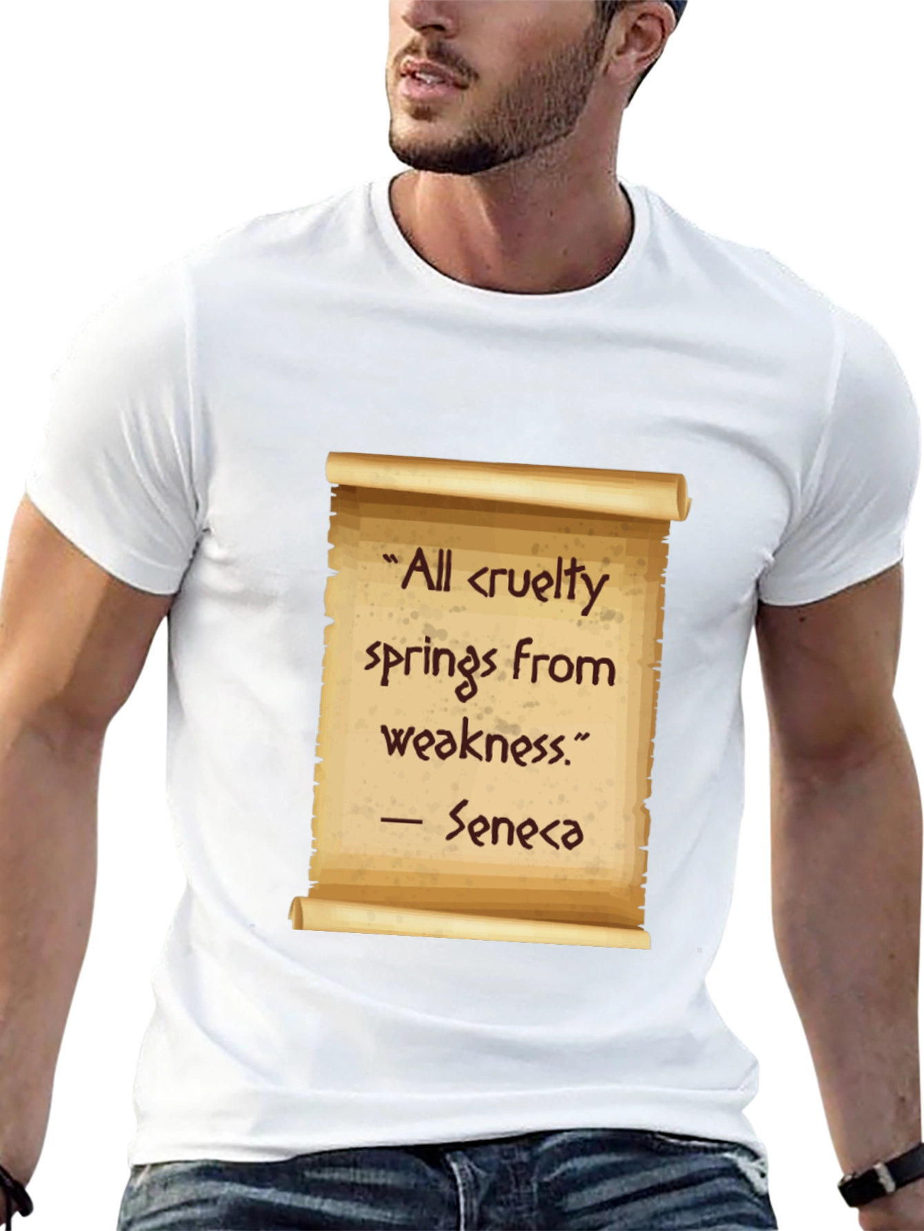 Seneca Quote T-Shirt - All cruelty springs from weakness