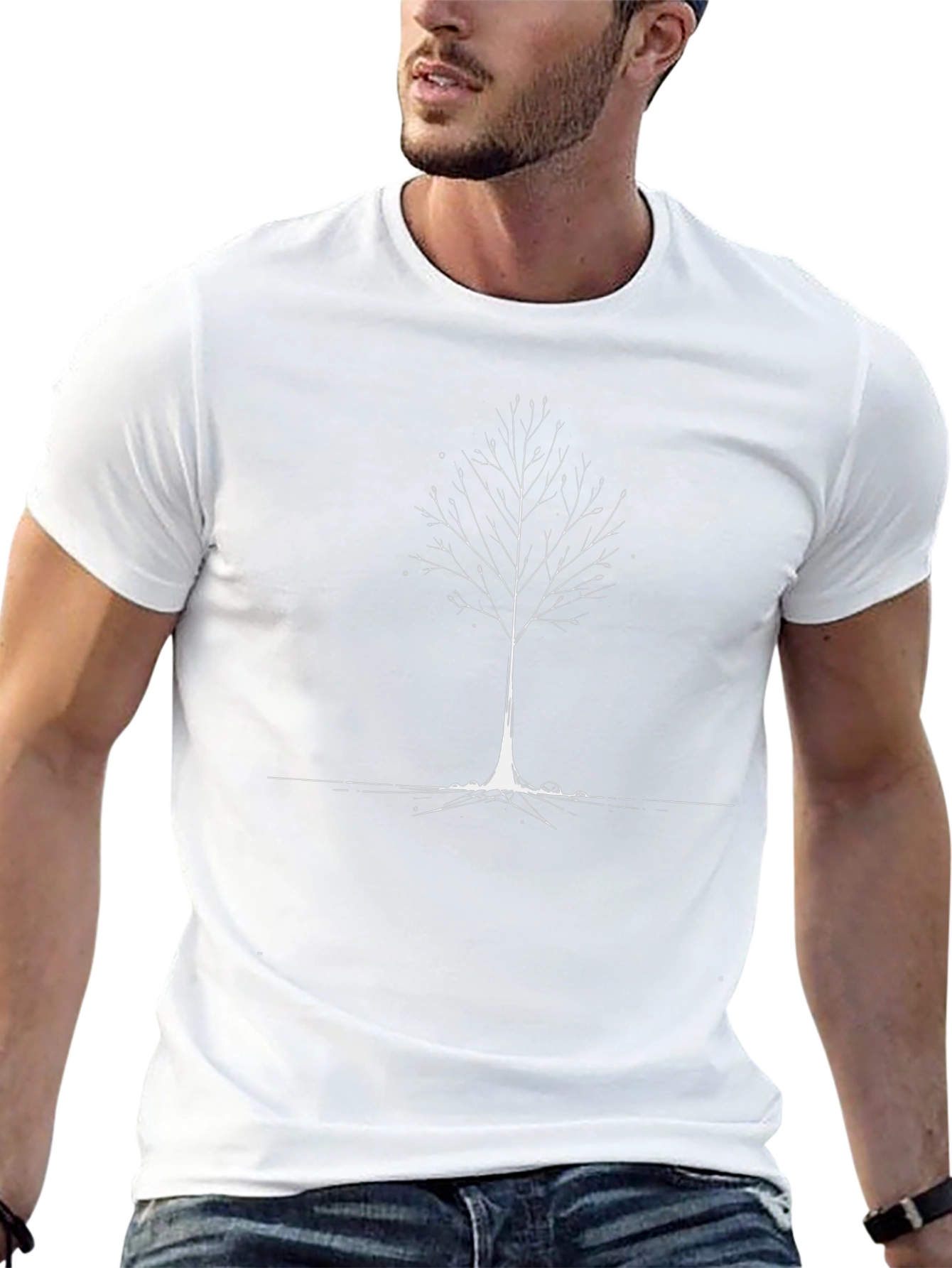 Minimalist Tree Graphic Black T-Shirt