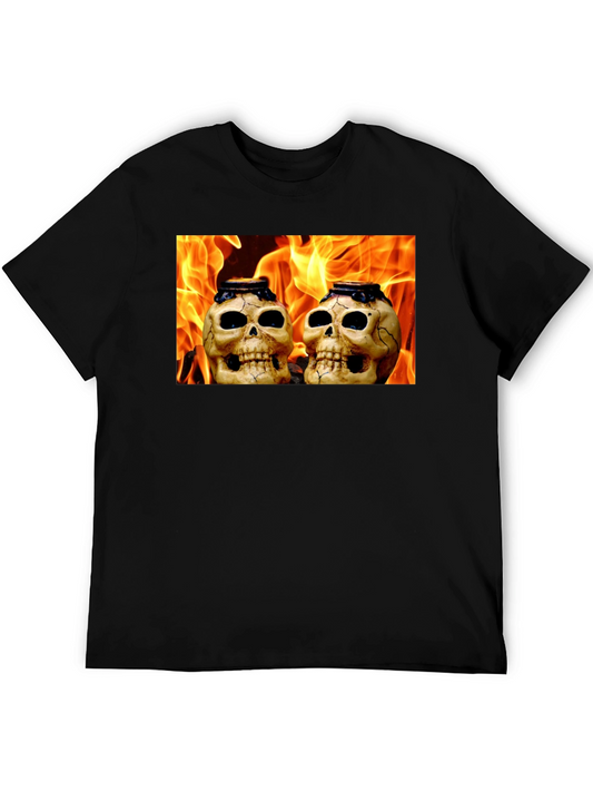 Skull & Flames Graphic Tee - Mens Black T-Shirt