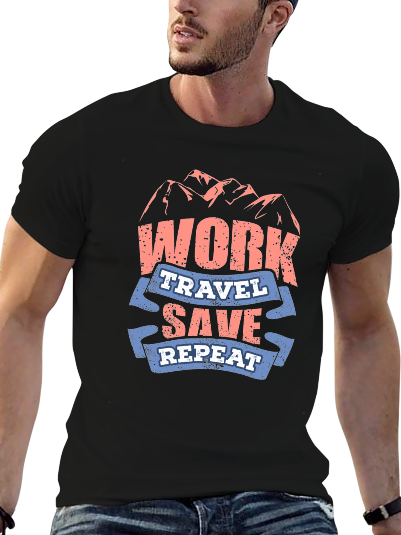Work Travel Save Repeat Graphic T-Shirt